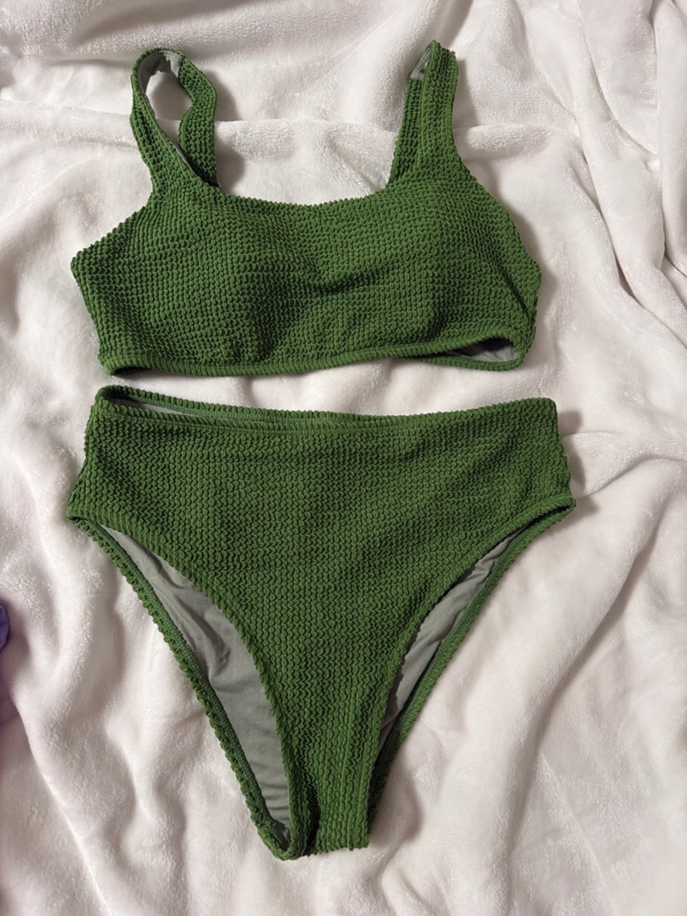 Textured Green Two-Piece Bikini Set